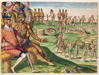 Az elsőszülött fiú feláldozása, a „Brevis Narratio...” című műből, Theodore de Bry (1528-98) metszete, Frankfurtban kiadva, 1591